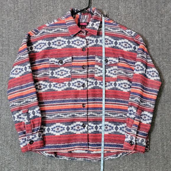 Rock & Roll Denim Shirt Womens XL Red White Blue Aztec Button Up Jacket Shacket - Picture 4 of 14